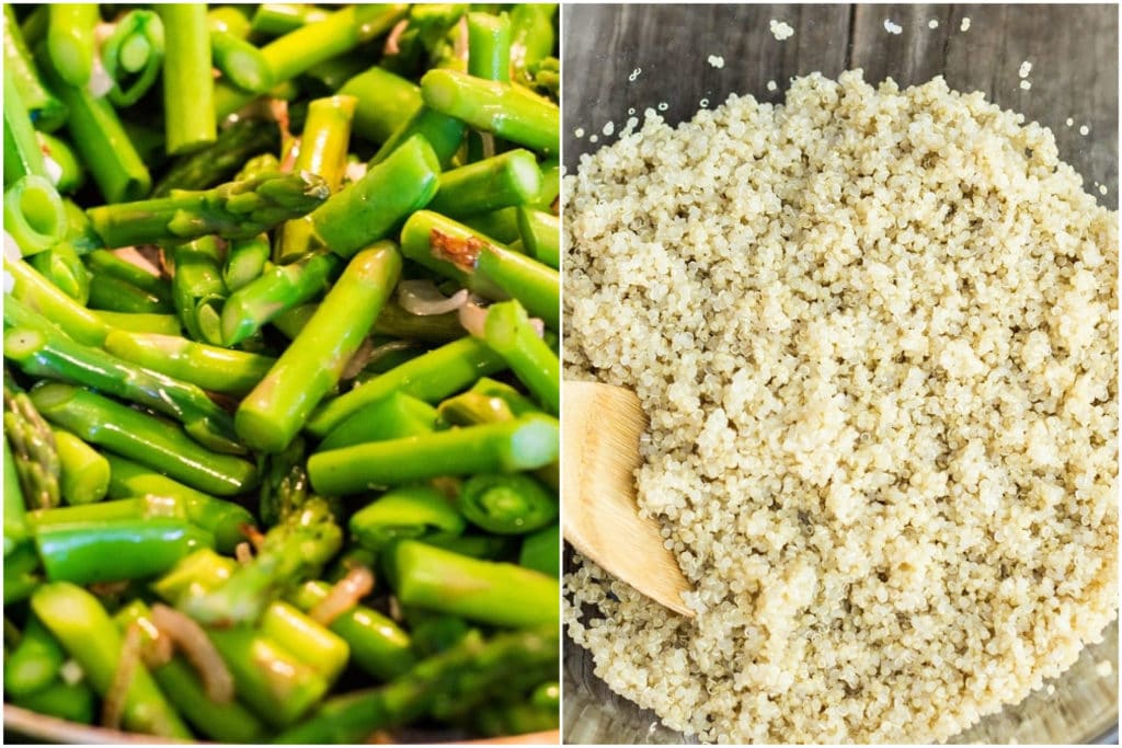 Cooked vegetables and a bowl of quinoa