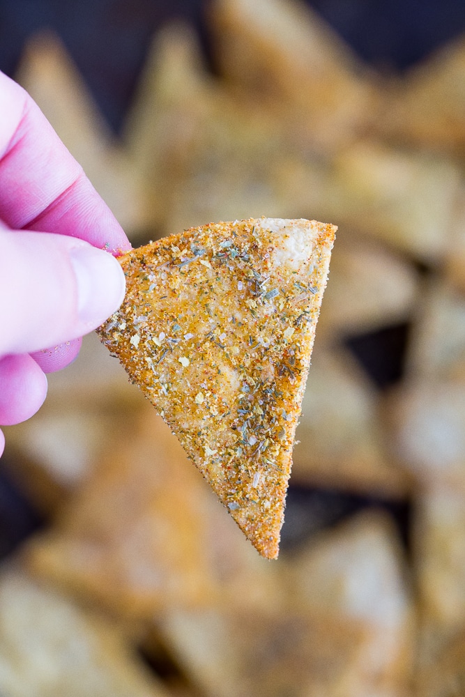 Close up of Homemade Cool Ranch Dorito recipe