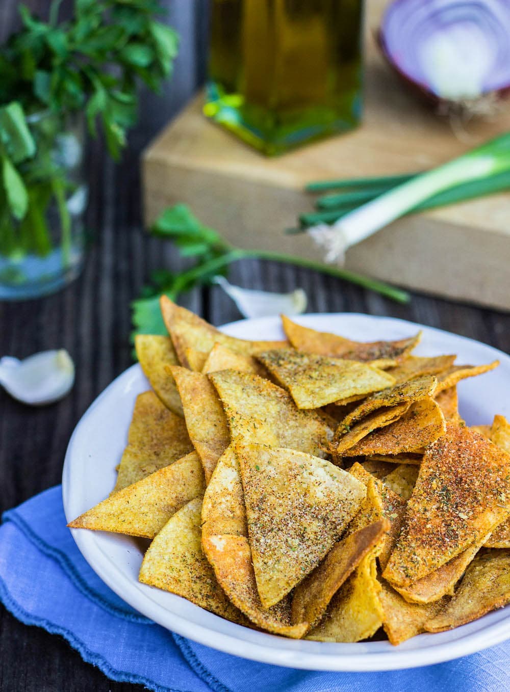 Homemade Cool Ranch Doritos {vegan, gluten free} - She Likes Food