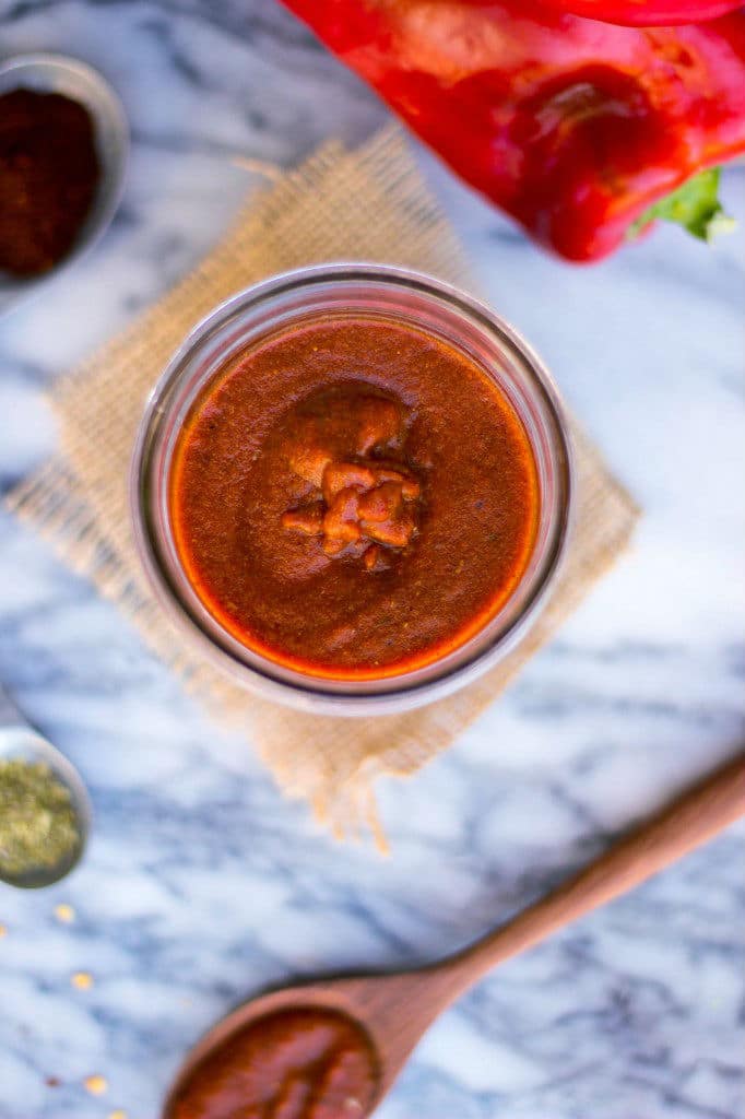Homemade Roasted Red Pepper Enchilada Sauce {gf+v} She Likes Food