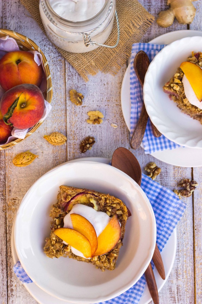 Peach Oatmeal Bake with Whipped Coconut Cream-8993