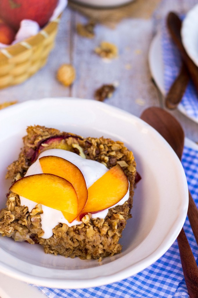 Peach Oatmeal Bake with Whipped Coconut Cream-9031