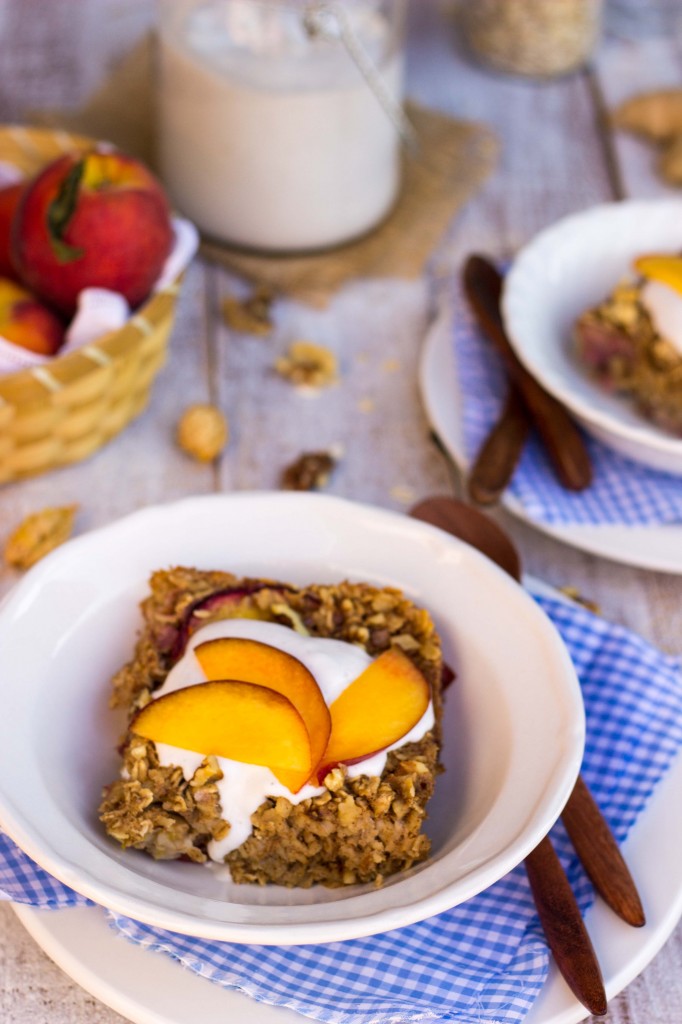 Peach Oatmeal Bake with Whipped Coconut Cream-9040