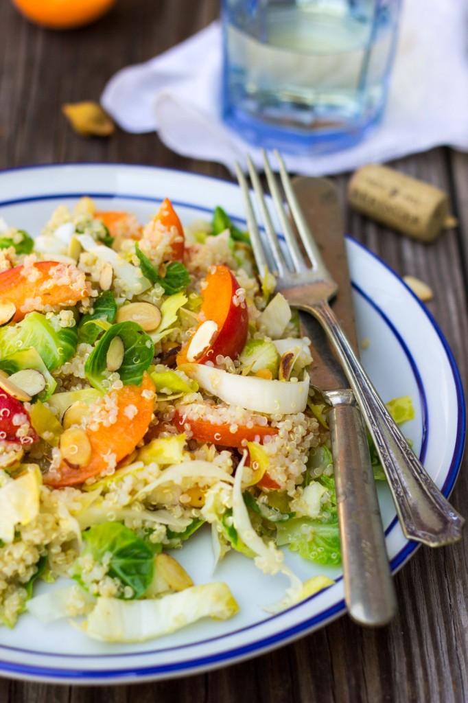 Quinoa Salad with Apricots, Endive, Brussels Sprout Leaves & Toasted Almonds-0226