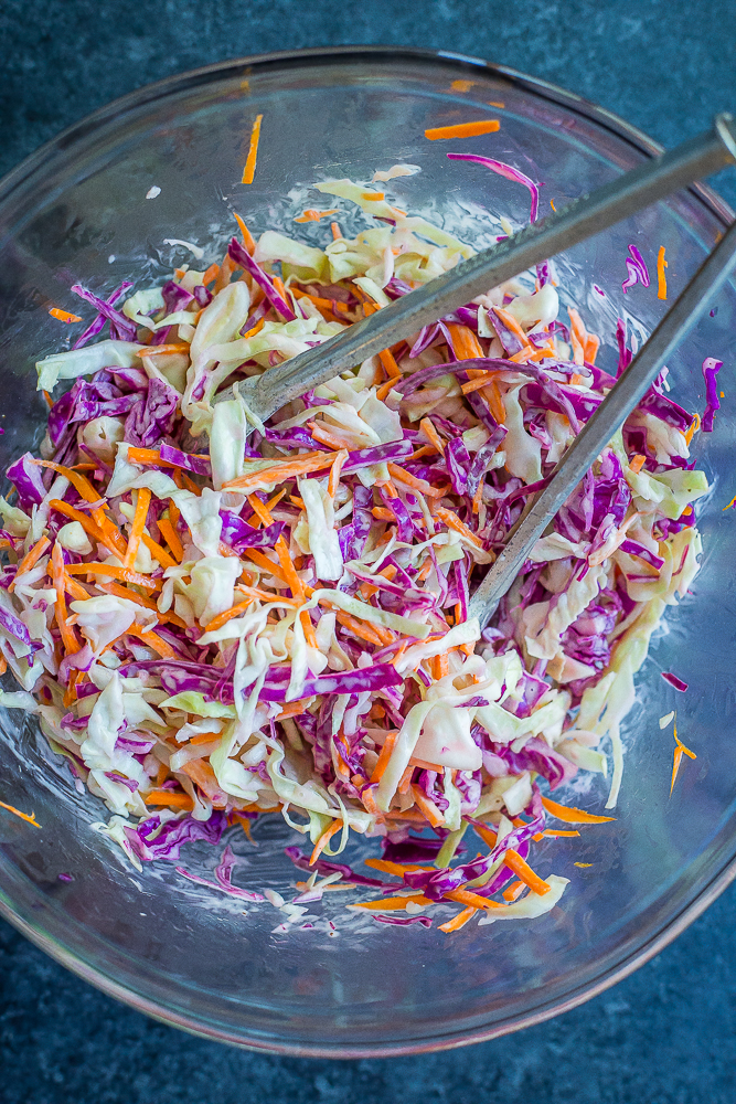 These BBQ Cauliflower and Chickpea Tacos with Creamy Lime Slaw are a delicious, filling and flavorful vegan dinner that everyone will love! They're so easy to make too! Gluten free/ vegan/ vegetarian/ dinner