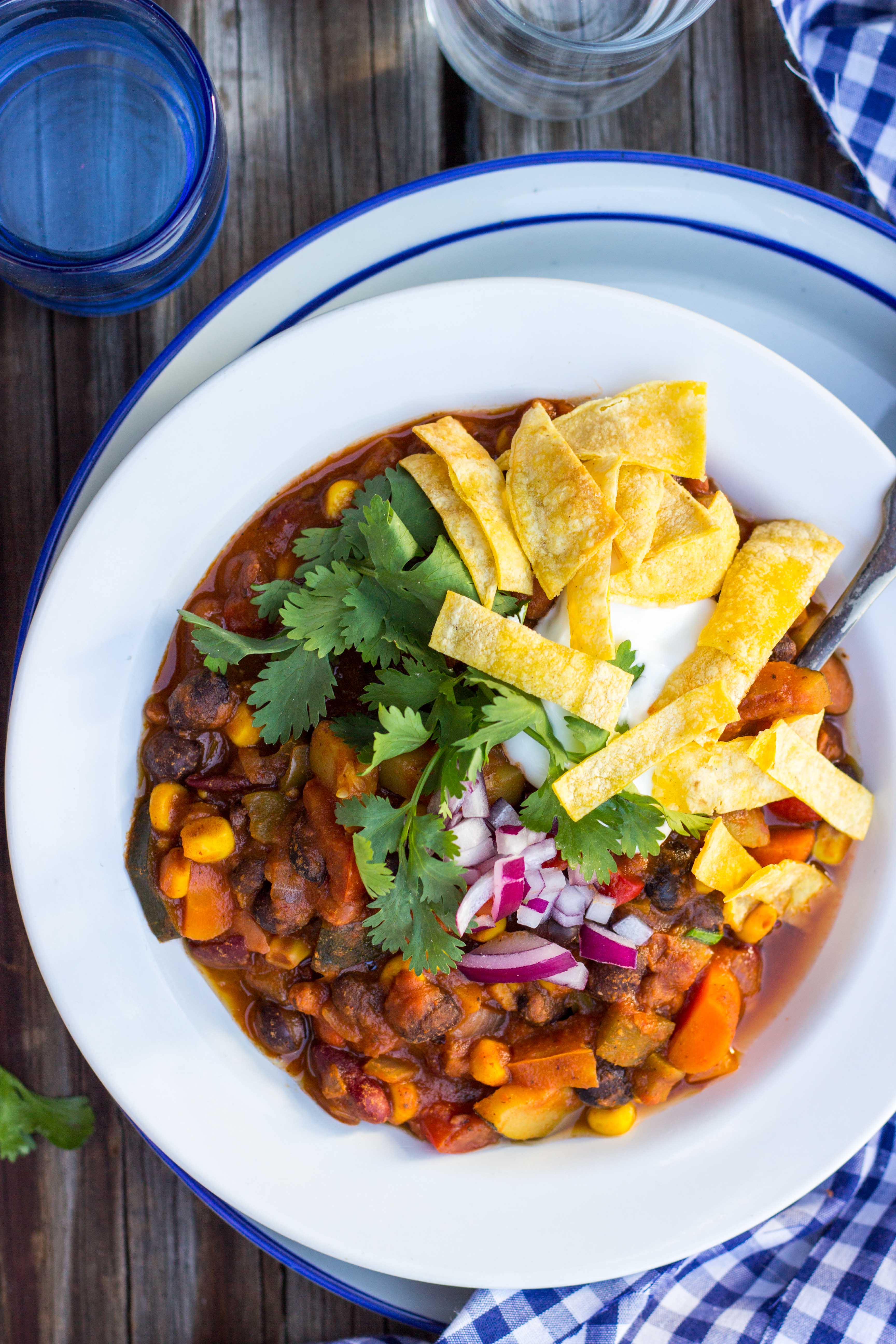 Three Bean Loaded Veggie Chili She Likes Food