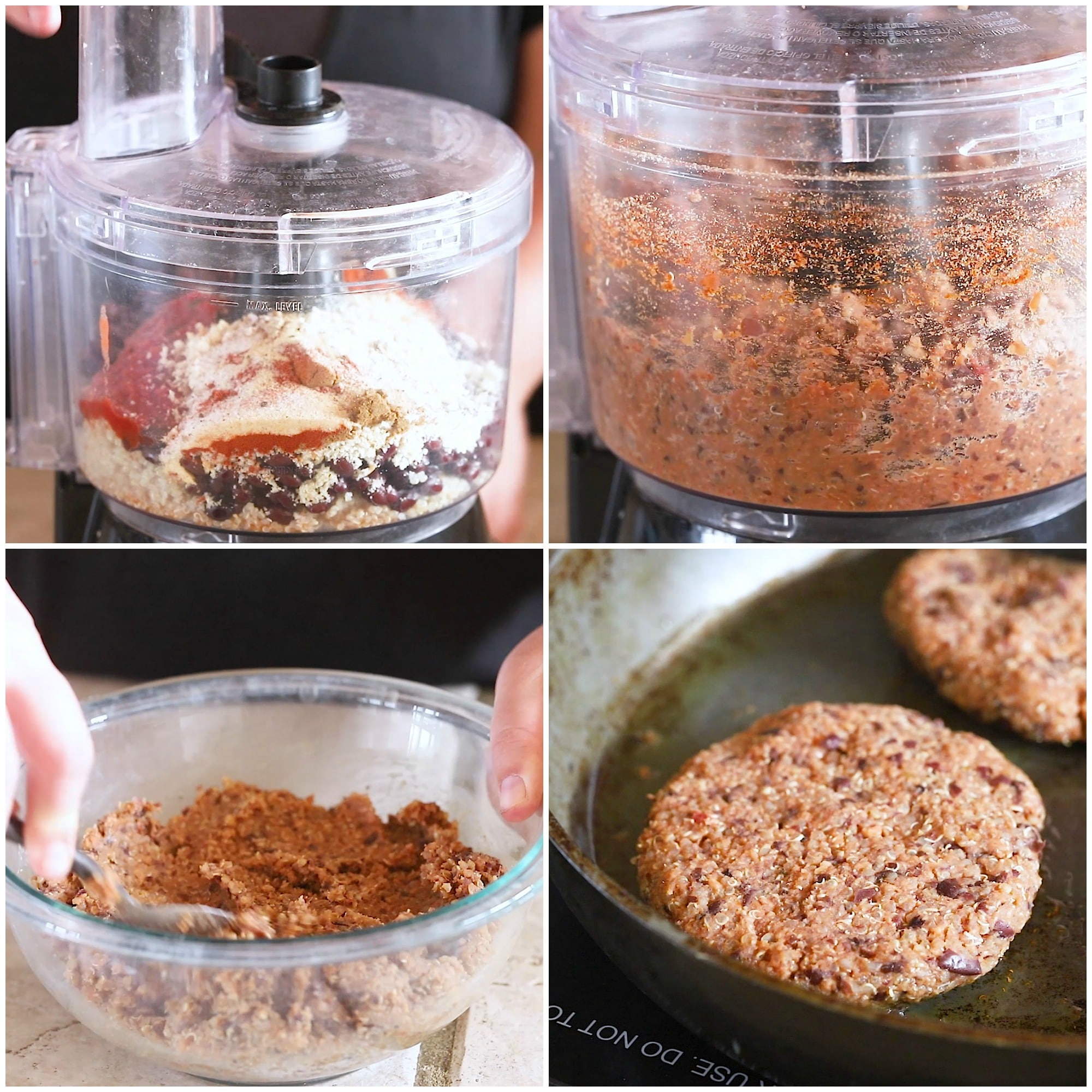 process shots of how to make a black bean burger