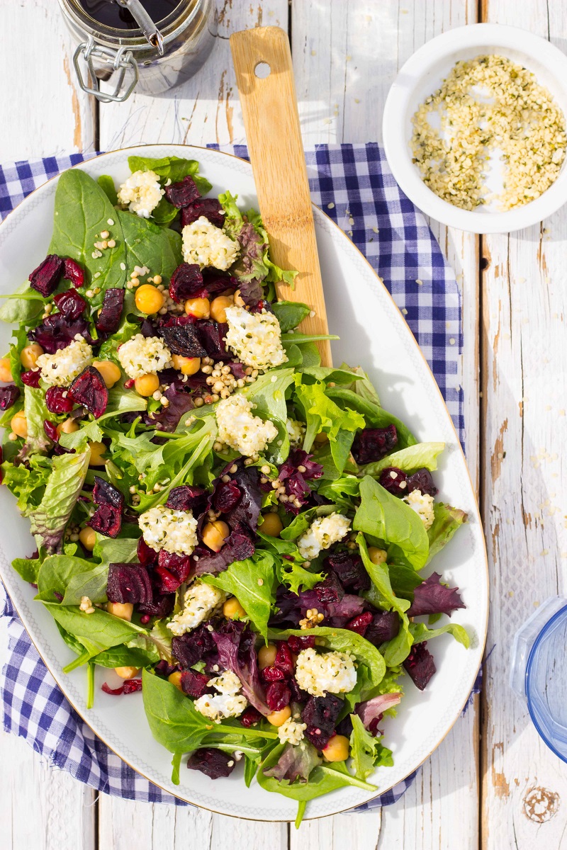 Roasted Beet Salad with Hemp Heart Crusted Goat Cheese {+Giveaway} She Likes Food