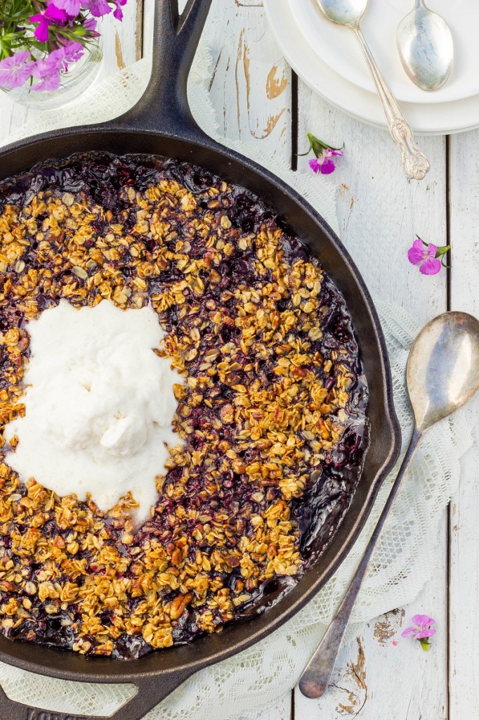 Mixed Berry Crisp with Chocolate and Pecans