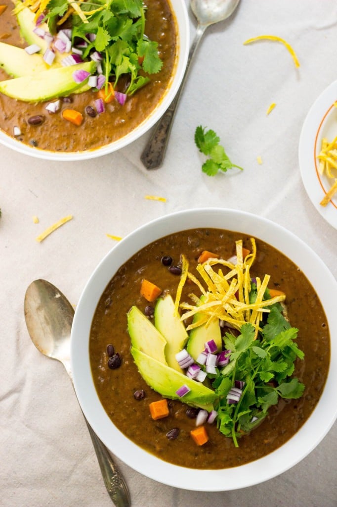 Smokey Black Bean and Sweet Potato Soup - She Likes Food