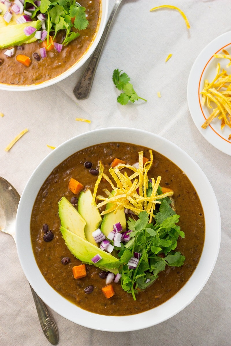 Smokey Black Bean and Sweet Potato Soup - She Likes Food
