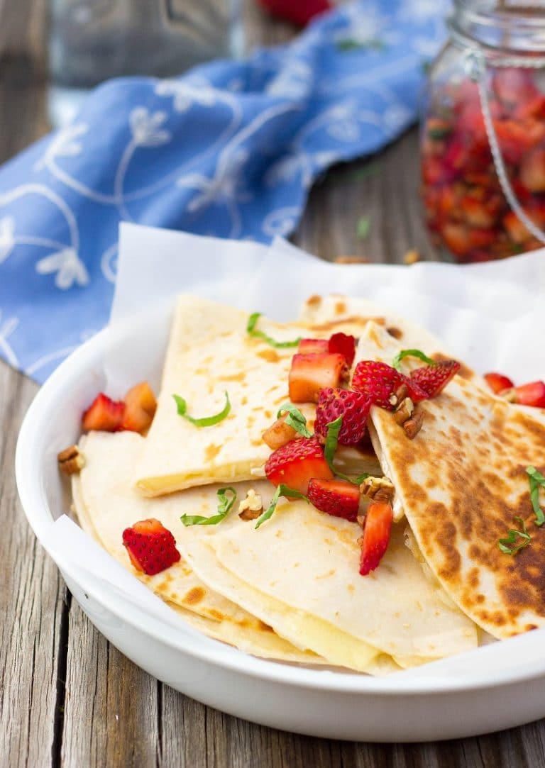 Brie Cheese Quesadillas with Strawberry Salsa She Likes Food