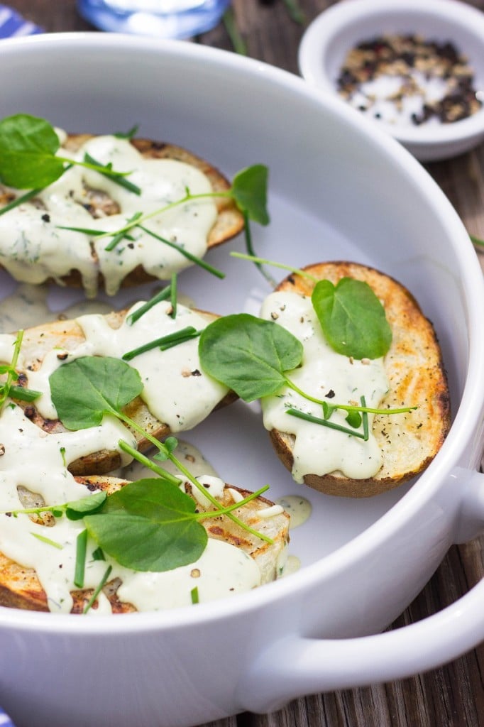 Grilled Potatoes with Vegan Ranch Dressing & Watercress-3448
