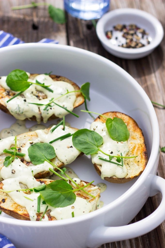 Grilled Potatoes with Vegan Ranch Dressing & Watercress-3488