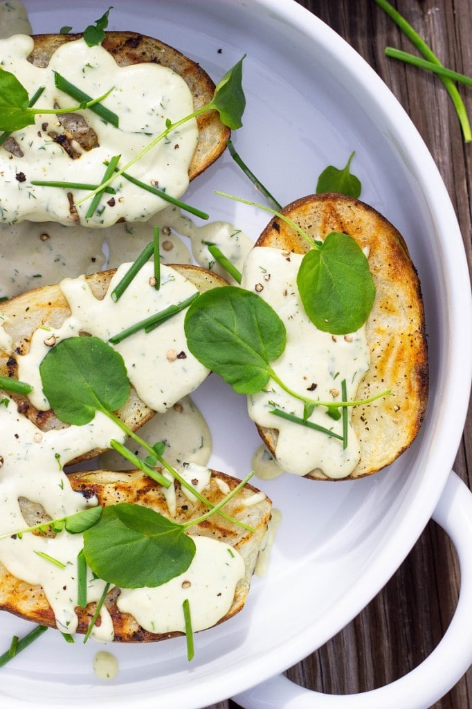 Grilled Potatoes with Vegan Ranch Dressing & Watercress-3521