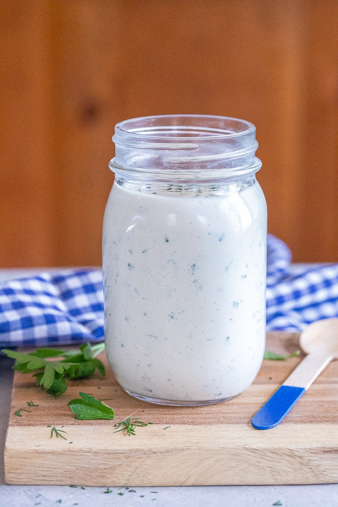 vegan ranch dressing in a jar