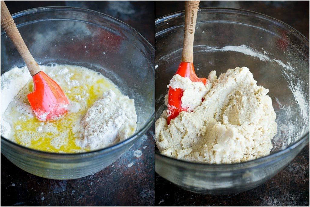 step one showing how to make gluten free pizza crust dough