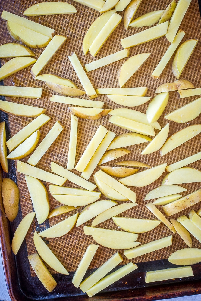 showing how to make the perfect oven baked French fries