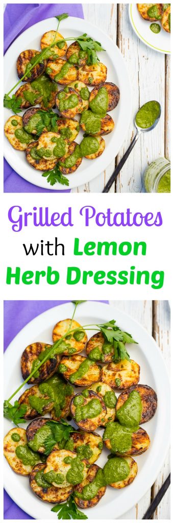 Grilled Baby Potatoes with Lemon Herb Dressing - She Likes Food
