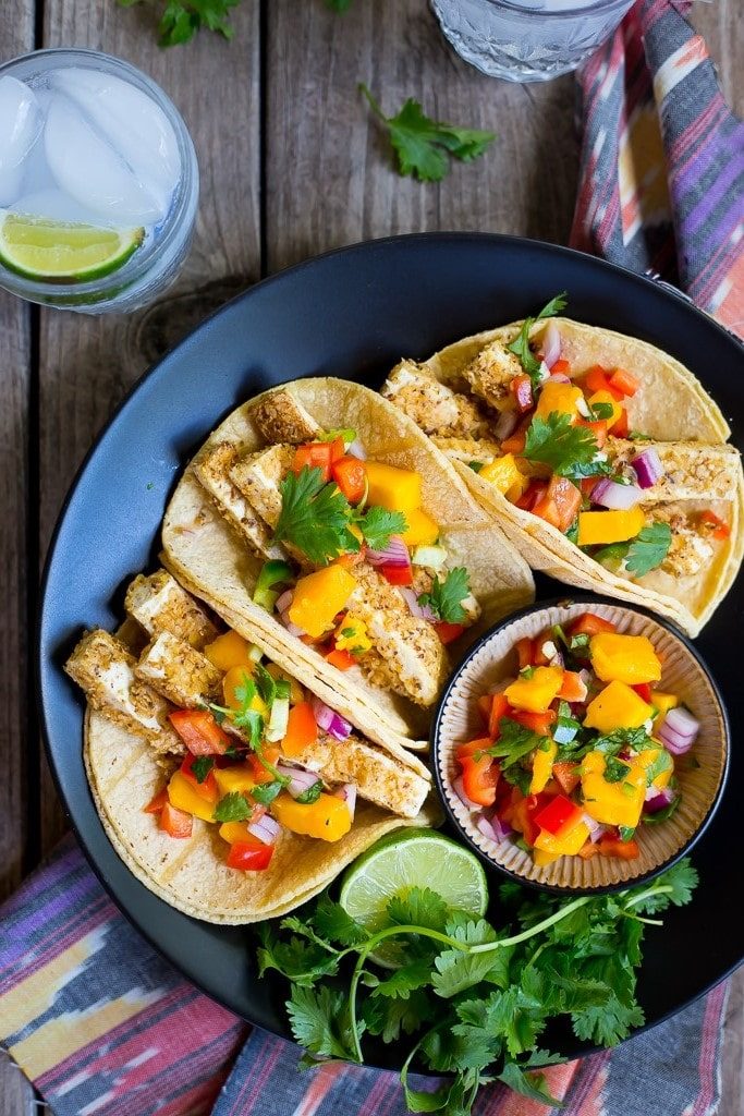 Tortilla Crusted Tofu Tacos with Mango Salsas-1338