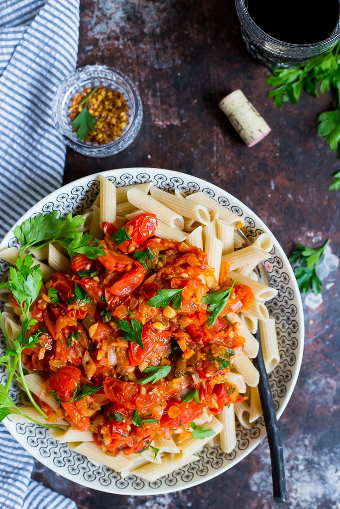 20 Minute Cherry Tomato Penne Pasta-2380