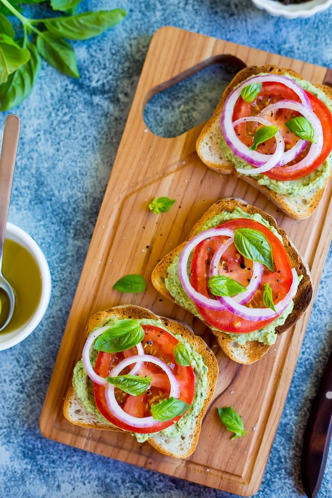 Basil Lemon and White Bean Toasts with Tomato-4495