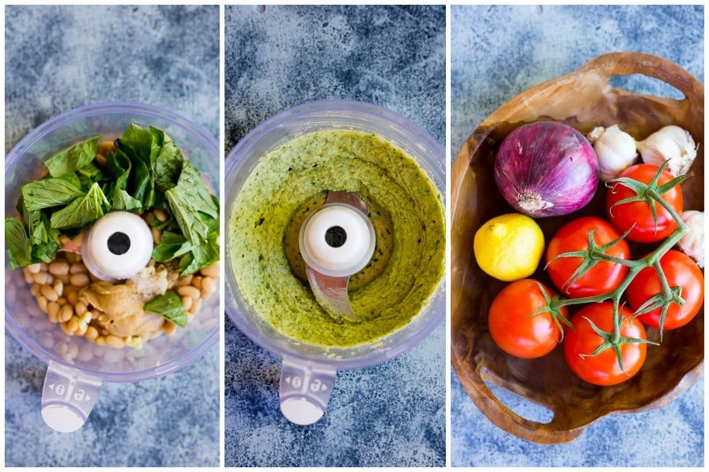 Basil Lemon and White Bean Toasts with Tomato Steps