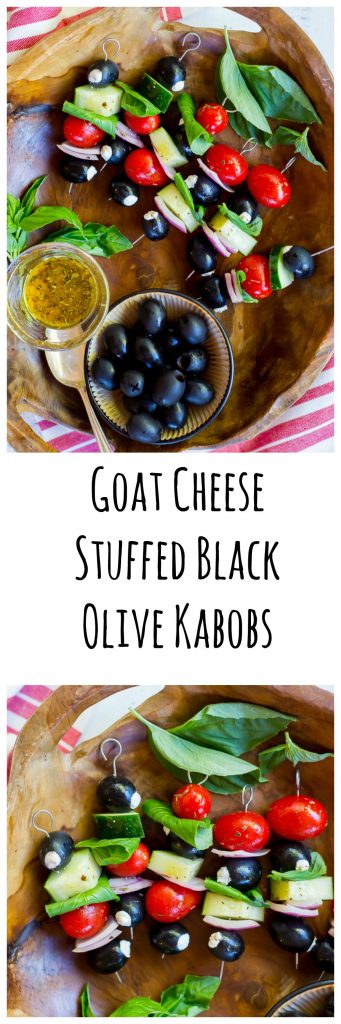 Goat Cheest Stuffed Black Olive Kabobs Collage