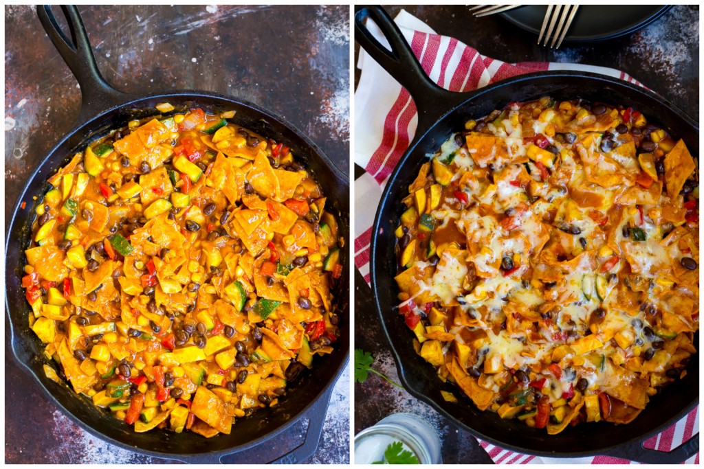 step 2 in how to make one pot stovetop enchiladas