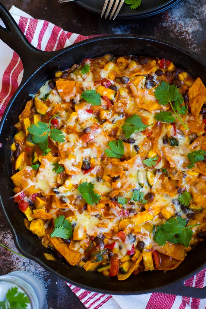 close up of vegetarian stovetop enchiladas