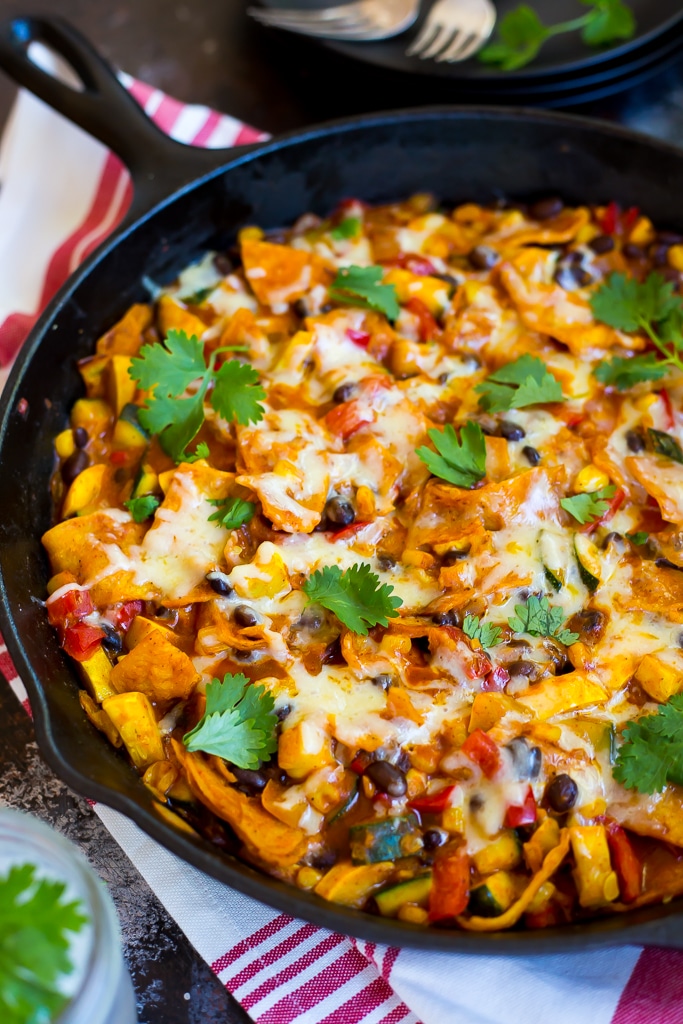 close up of stovetop enchiladas