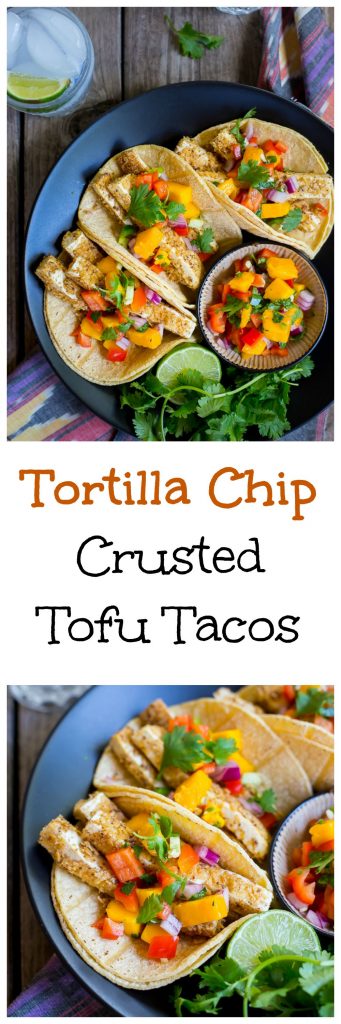 Tortilla Chip Crusted Tofu Taco Collage