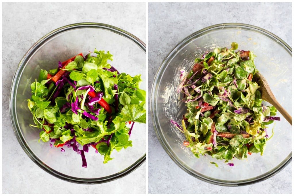 Crispy Tofu Sandwiches with Sweet Pea Greens Peanut Slaw Steps