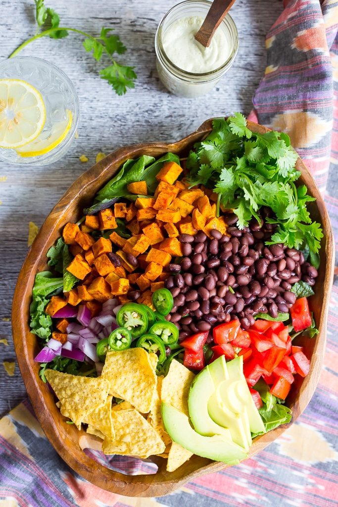 Sweet Potato Taco Salad with Pepper Greens & Jalapeno Ranch-5240