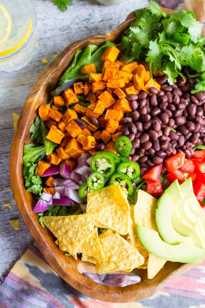 Sweet Potato Taco Salad with Pepper Greens & Jalapeno Ranch-5258