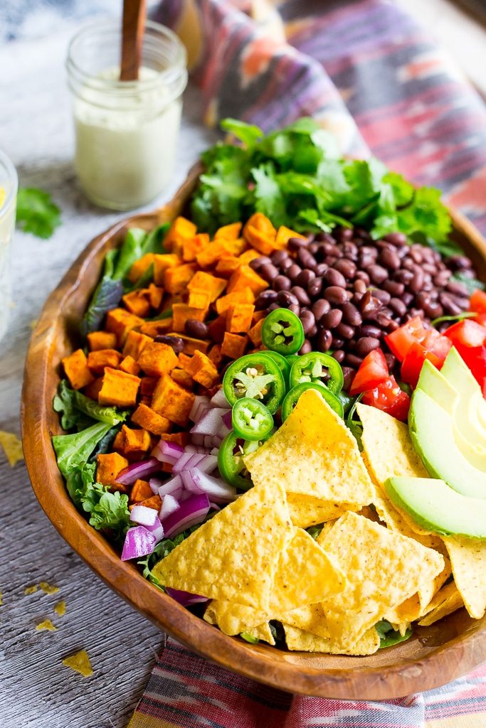 Sweet Potato Taco Salad with Pepper Greens & Jalapeno RanchMain