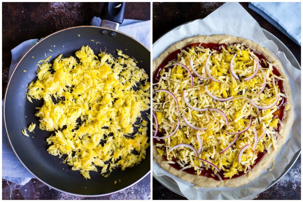 BBQ Spaghetti Squash Pizza Steps