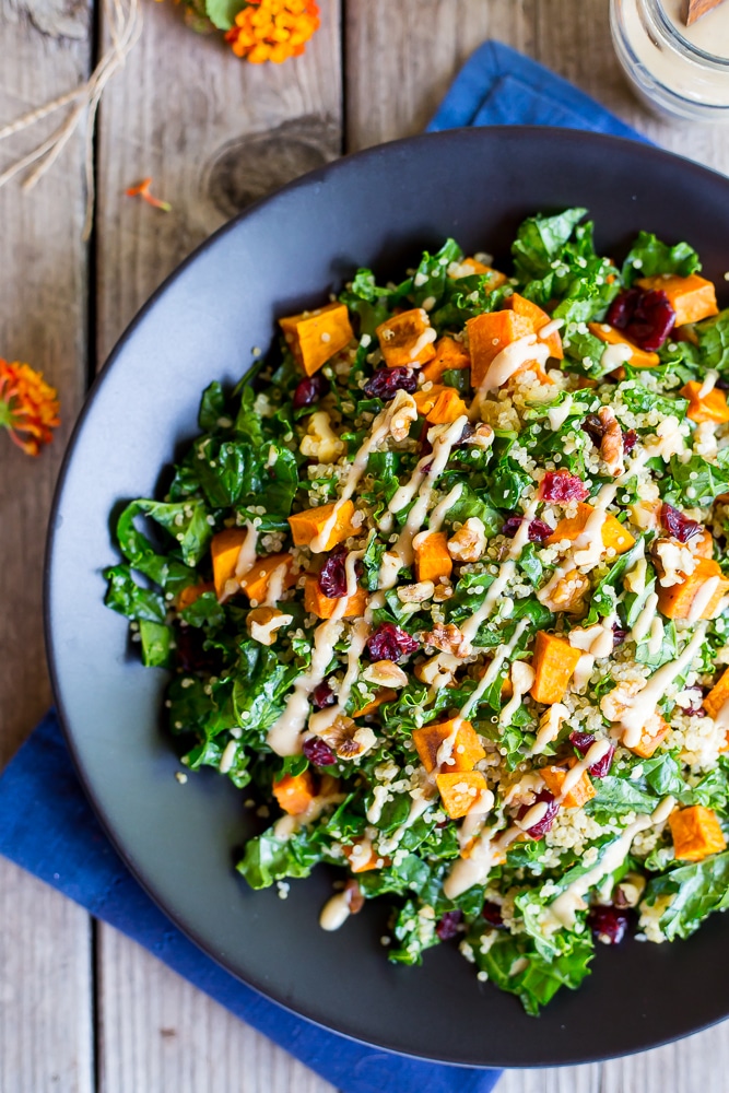 Fall Quinoa Salad with Kale, Sweet Potato & Maple Tahini Dressing-6161