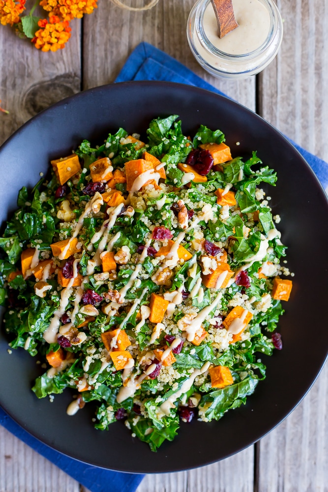 Fall Quinoa Salad with Kale, Sweet Potato & Maple Tahini Dressing-6168