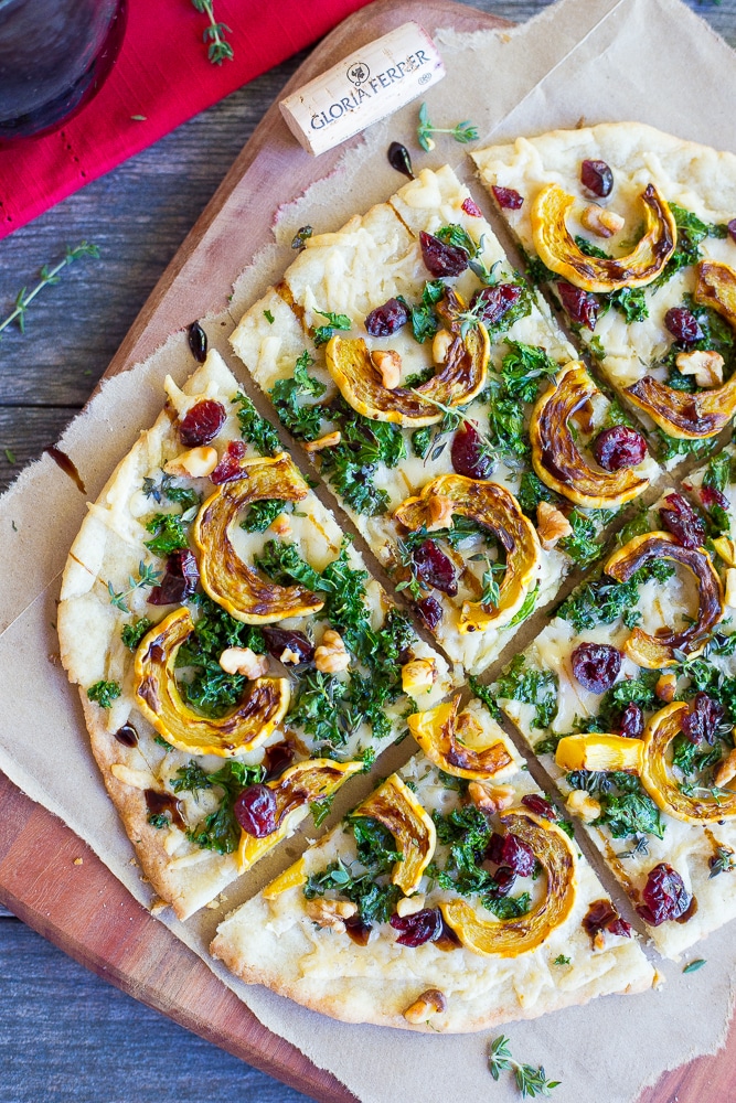 This Delicata Squash, Kale and Parmesan Flatbread will be the perfect appetizer at all of your holiday parties!