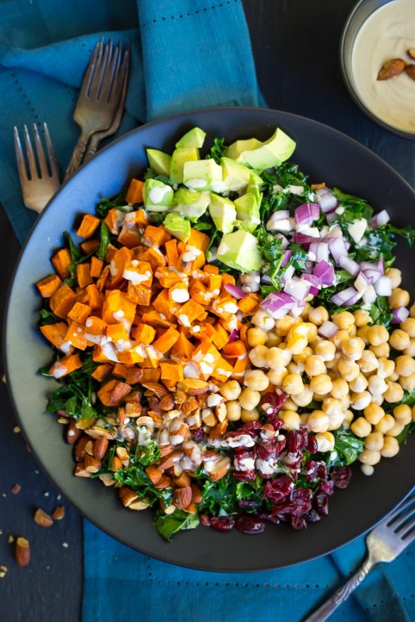 Chopped Kale Power Salad with Lemon Tahini Dressing from She Likes Food on foodiecrush.com