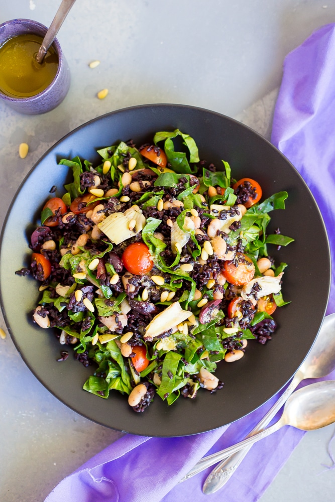 Mediterranean Black Rice Salad with Roasted Garlic Vinaigrette -0875