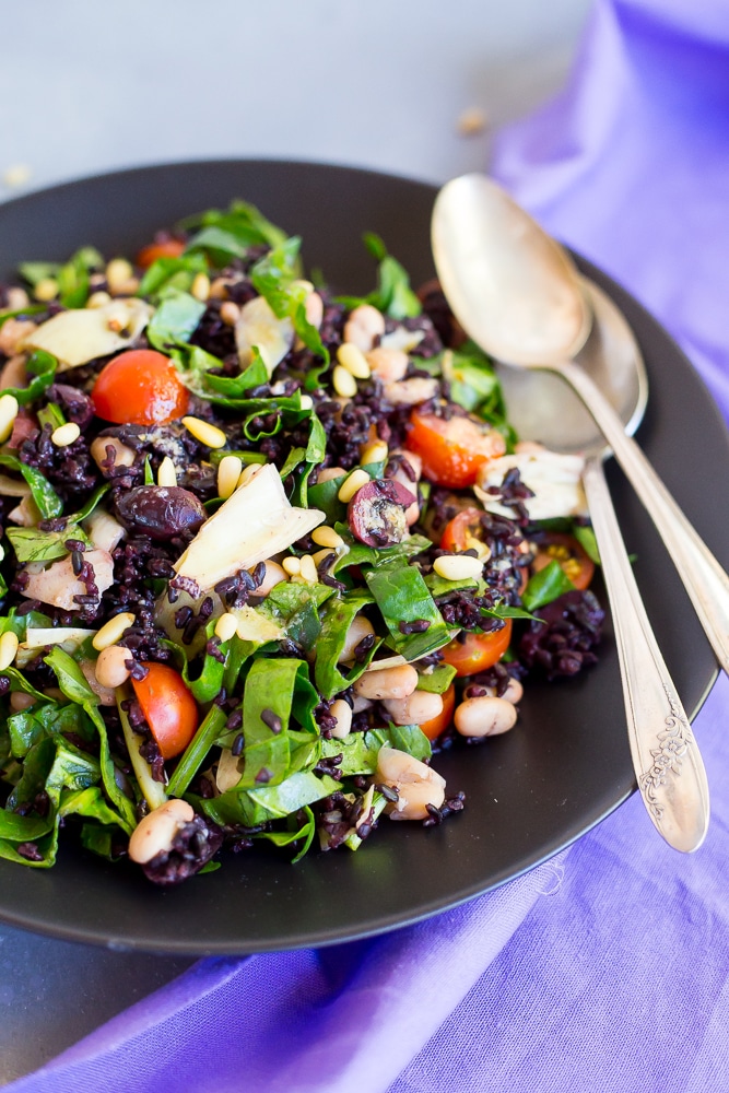 Mediterranean Black Rice Salad with Roasted Garlic Vinaigrette-0899