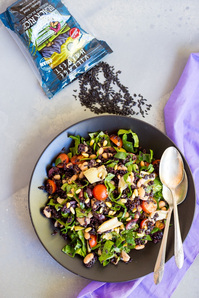 Mediterranean Black Rice Salad with Roasted Garlic Vinaigrette -0903