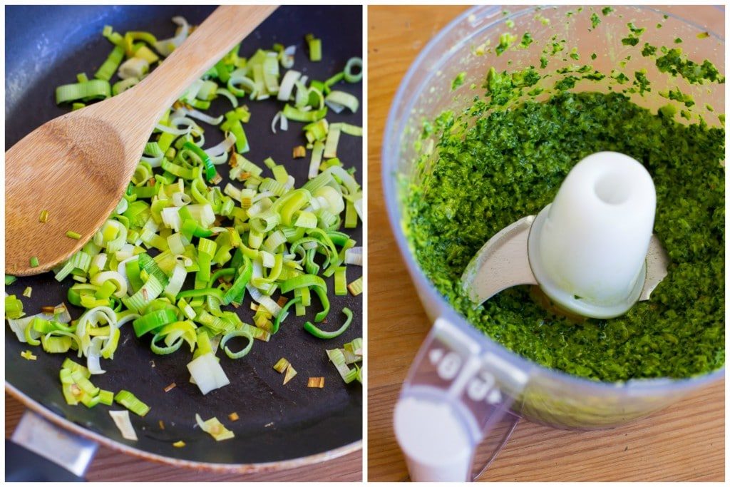 This Kale and Leek Pesto Pasta with Tofu is fresh, seasonal, filling and comes together in just 30 minutes! Making it a great dinner choice during a busy week! {gluten free, vegan}