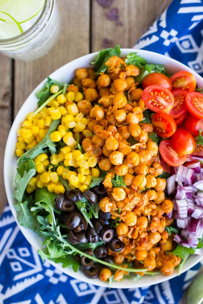 Seasoned Chickpea Taco Salad with Avocado Ranch Dressing-1843