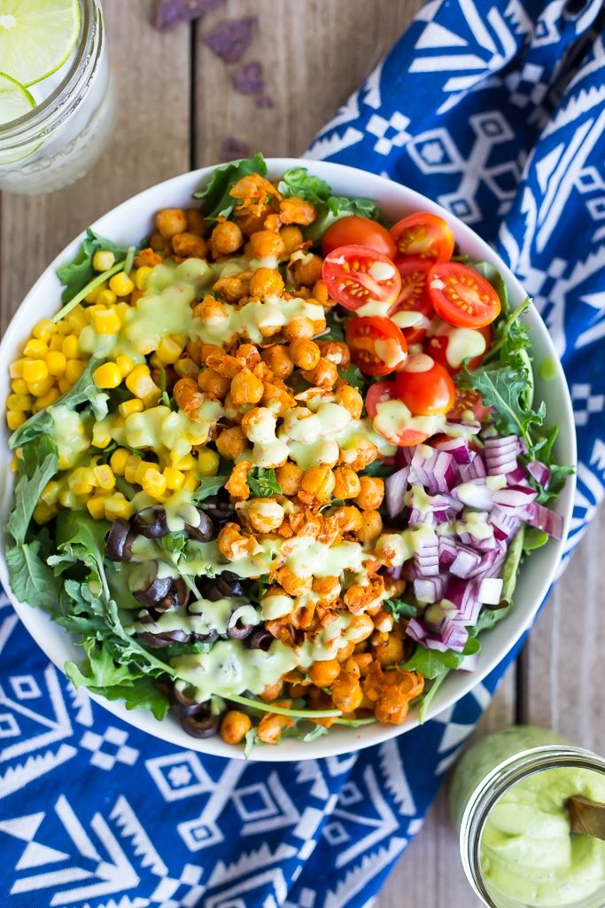 Seasoned Chickpea Taco Salad with Avocado Ranch Dressing-1878