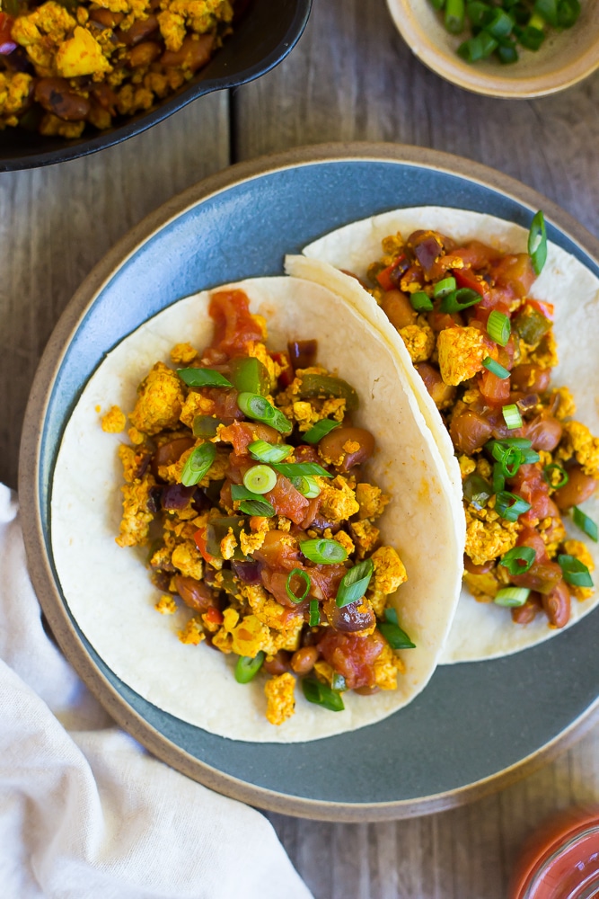 These Southwest Tofu Scramble Breakfast Tacos are a perfect vegan breakfast packed with protein and flavor!