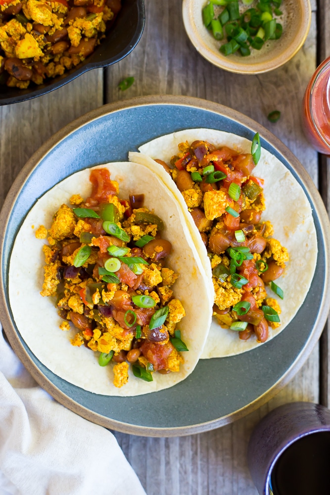 These Southwest Tofu Scramble Breakfast Tacos are a perfect vegan breakfast packed with protein and flavor!