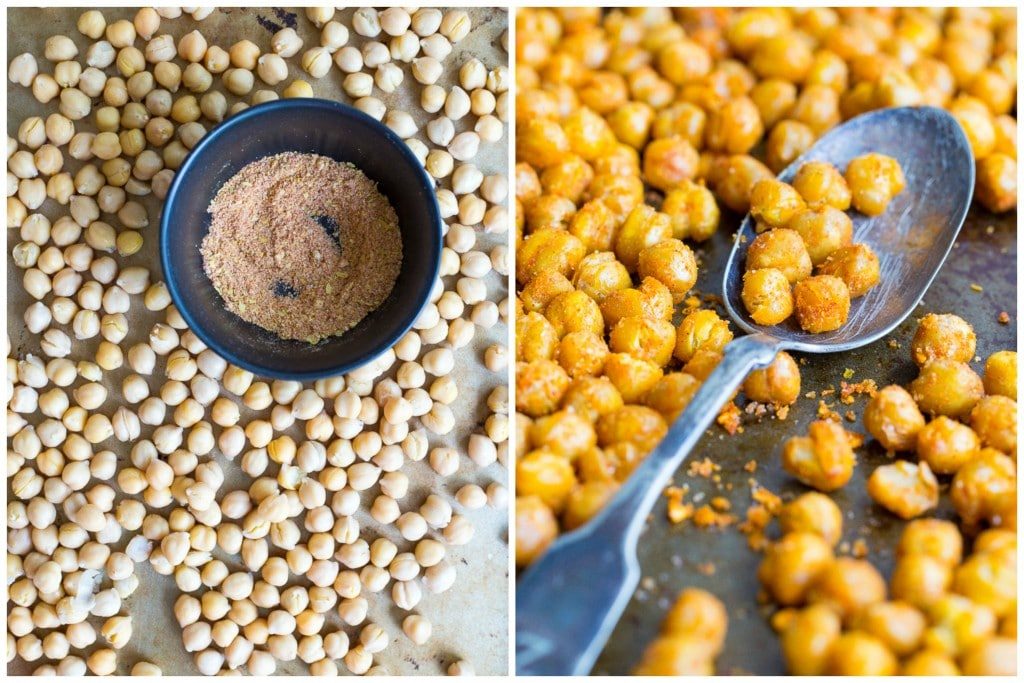 These Crispy Roasted Taco Chickpeas make for a delicious and nutricious snack!  Baked in the oven and loaded with protein! 